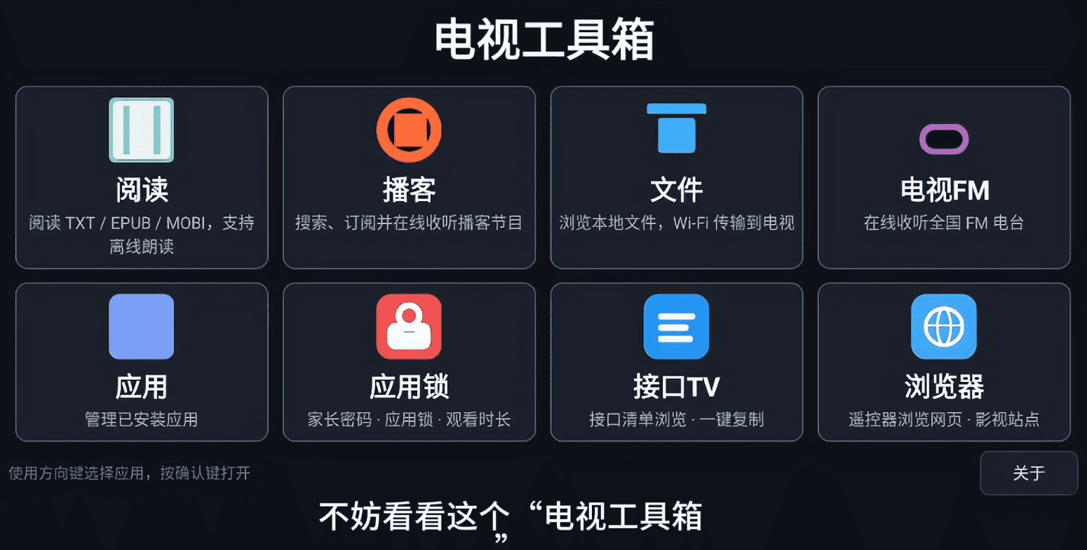 电视工具箱v1.4—9合1版，最低TV Android 4.4也能用了。-我的生活分享